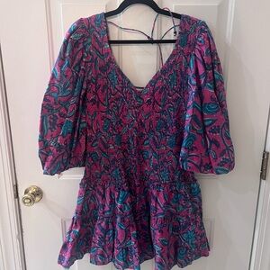 Vibrant Pink and Blue Mini Dress